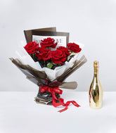 Roses Bouquet with wine